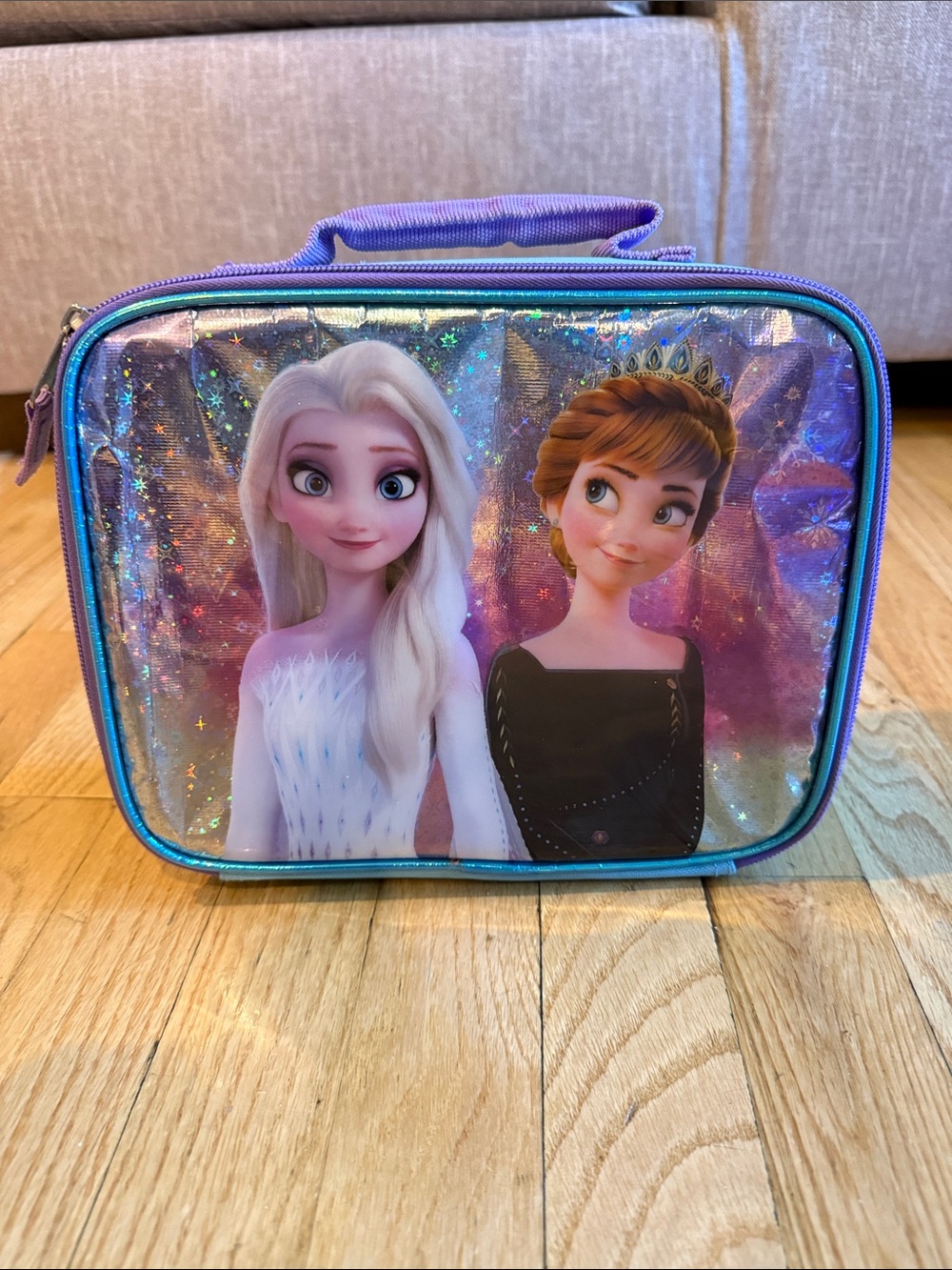 Disney Frozen II Elsa & Anna Sparkle Lunch Tote - Purple, Blue